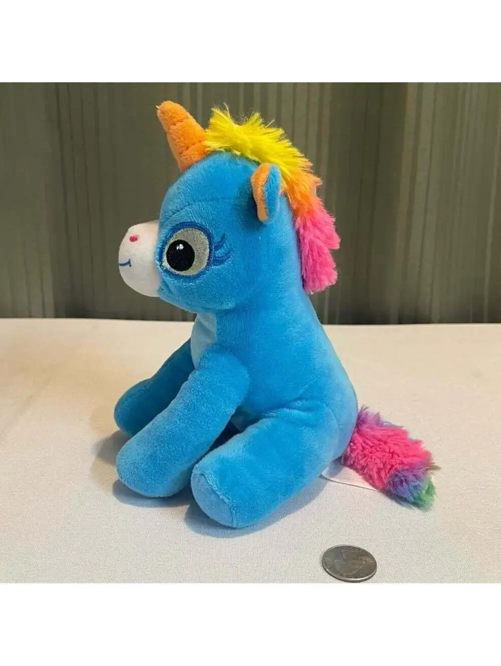 Blue Unicorn Plush with Big Glittery Eyes